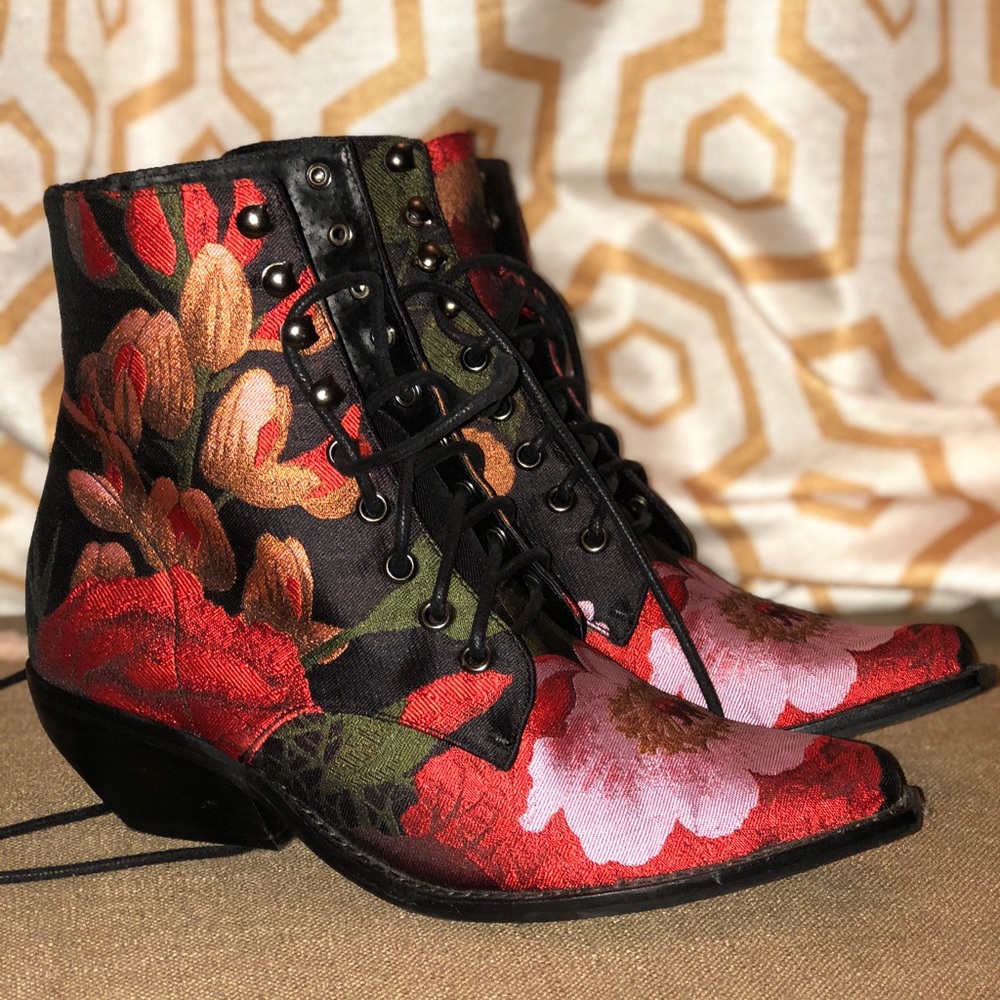 Jeffrey Campbell Floral Western heeled booties
